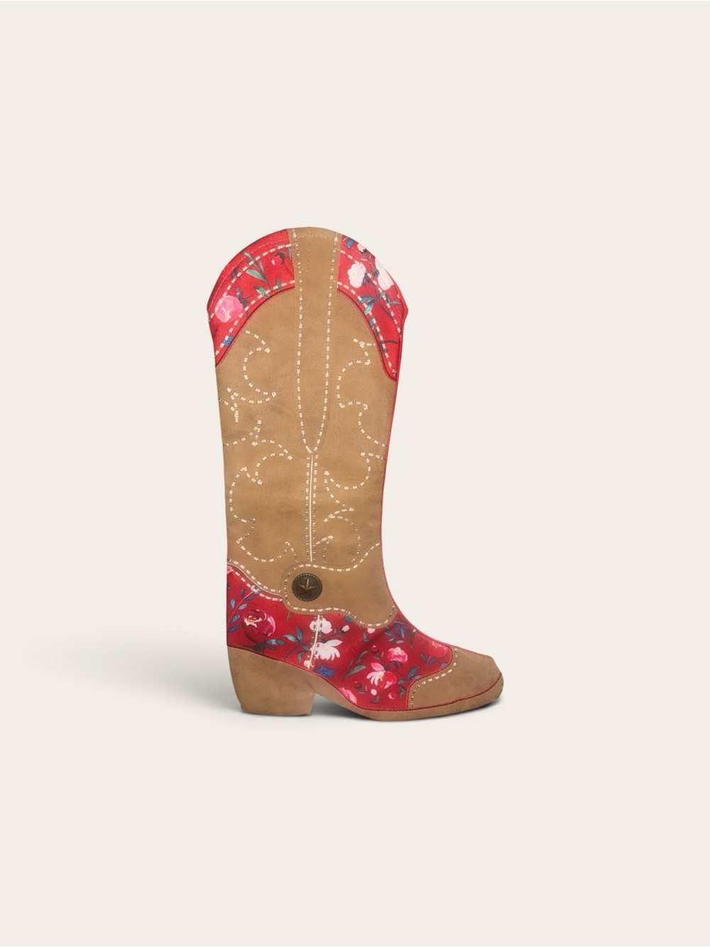 NWOT The Pioneer Women Tan & Red Floral Western Boot Stocking.